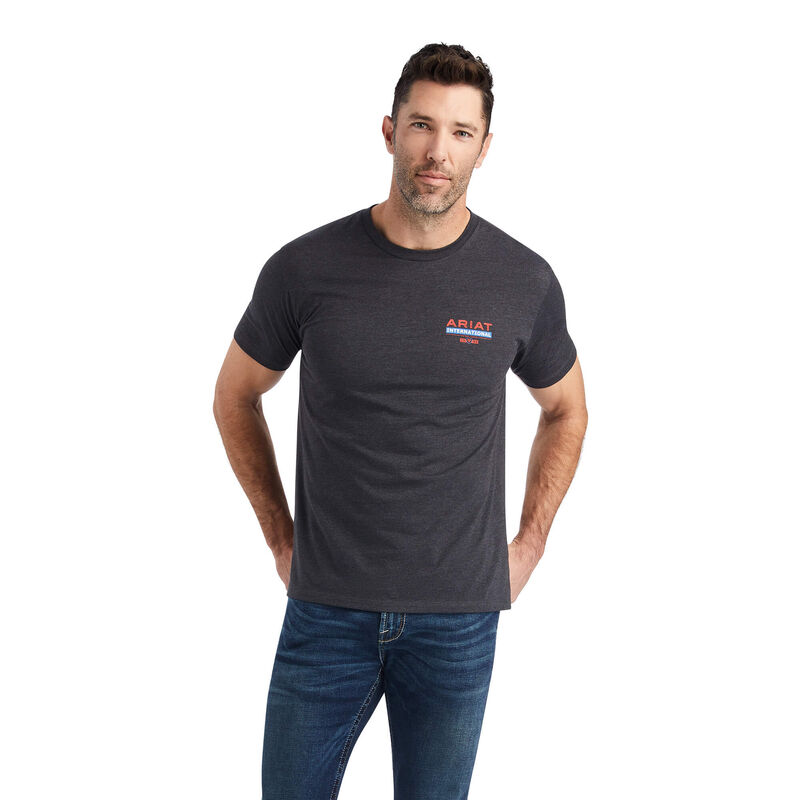 Camisetas Ariat Flag Flow Negras Hombre - Chile 730-WHLNZX